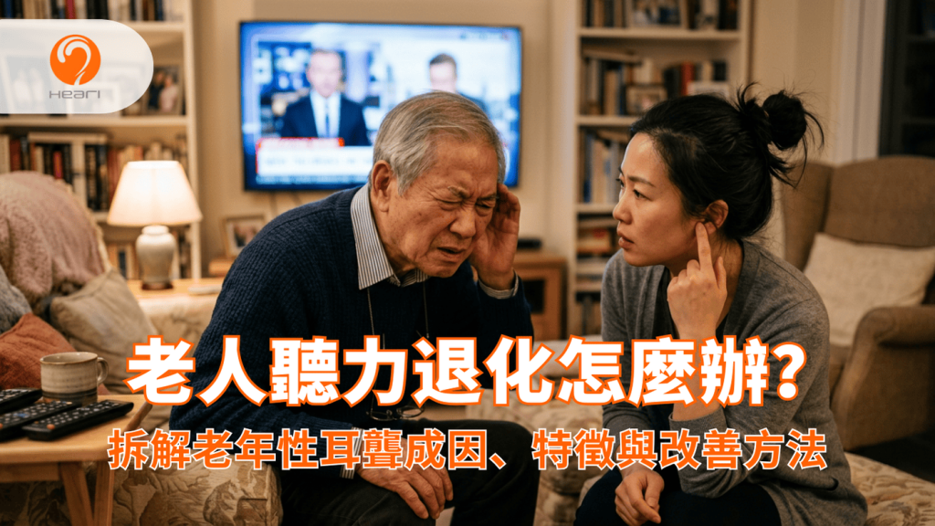 亞洲長者看電視音量過大,家人感到困擾,顯示老人聽力退化徵兆。Heari 傾耳聽 香港聽力中心 | 立即登記免費聽力測試